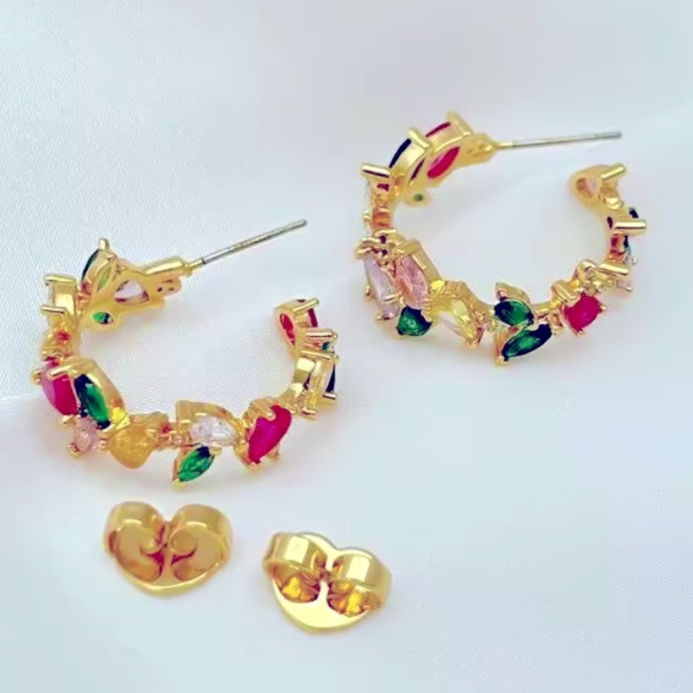 KATE SPADE NEW YORK ♠️ GREENHOUSE FLORAL HOOP EARRINGS 💐🌸🌷🌻 - Picture 5 of 9
